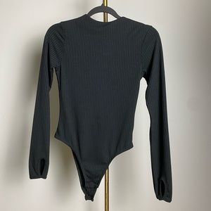 High Neck Ribbed Long Sleeve Bodysuit